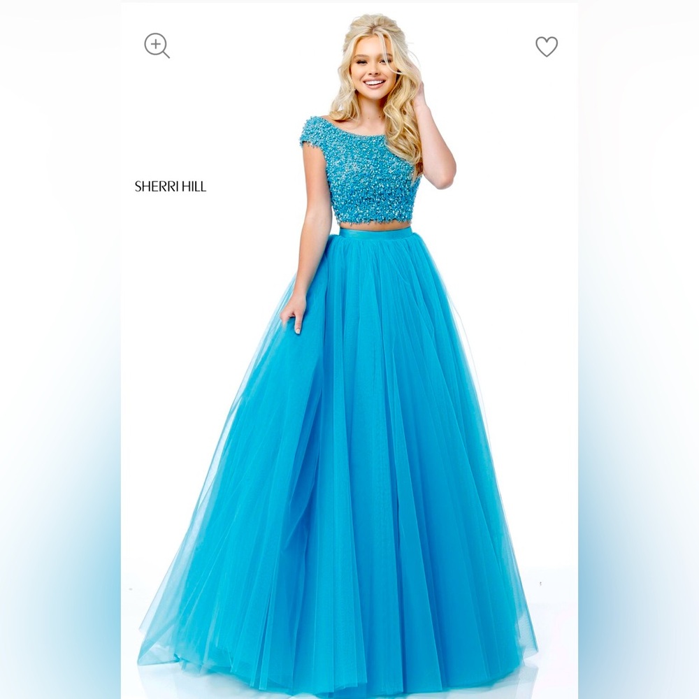 Sherri Hill 51594 Beaded Cap Sleeve 2 Piece Ball Gown size 14